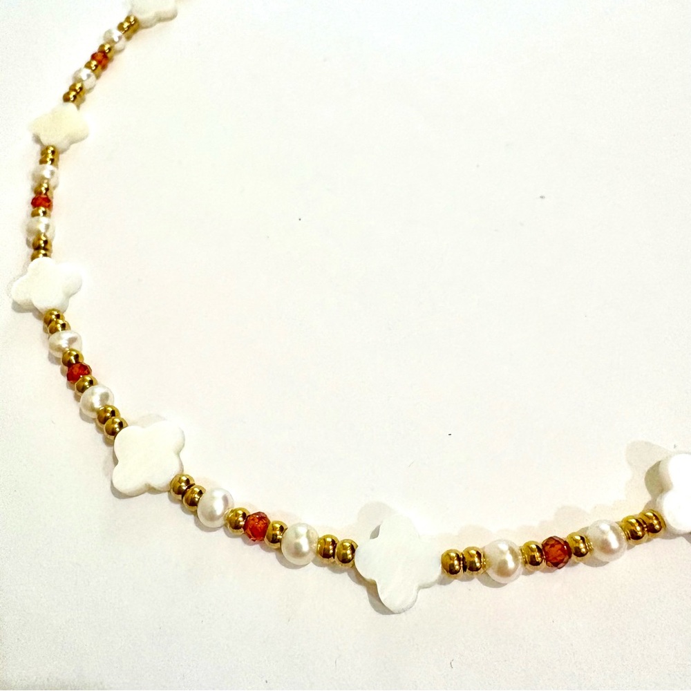 🛑🛑SOLD🛑🛑 Boho Real Shell Genuine Natural Stone Freshwater Pearl Necklace - Picture 6 of 8
